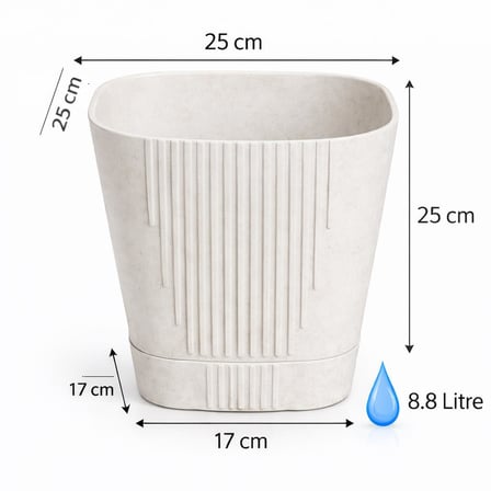 SO-ZB05 Zambak Dekoratif Plastik Saksı 8.8 Litre No:5 Kirli Beyaz 6 Adet