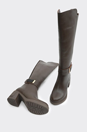 Hakiki Deri Kalın Topuklu Kadın Çizme