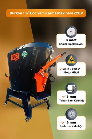 Burkon 1m³ Eco Yem Karma Makinesi 220V