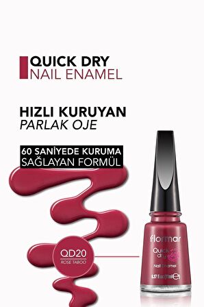 Flormar Oje - Quick Dry Nail Enamel QD20 Rose Taboo 8690604378760