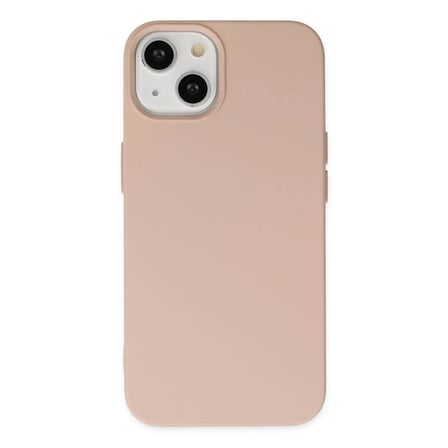Apple iPhone 14 Plus Kılıf Nano içi Kadife Silikon - Pudra