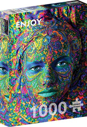 Enjoy Woman with Color Art Makeup 14+ Yaş Küçük Boy Puzzle 1000 Parça