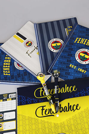 LİSANSLI FENERBAHÇE A4 SPIRALLI 2 ADET KARELİ,2 ADET ÇİZGİLİ DEFTER,TOP BAŞLIKLI UÇLU KALEM,16'LI OKUL ETİKETİ,2 ADET ÇITÇIT DOSYA SETİ