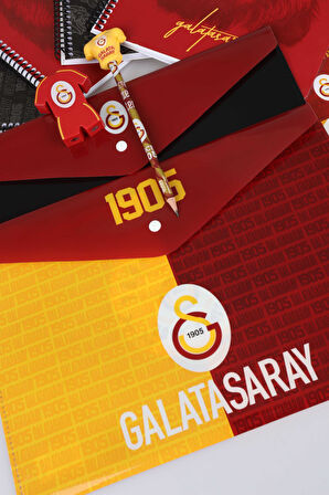 LİSANSLI GALATASARAY A4 SPIRALLI 2 ADET KARELİ,2 ADET ÇİZGİLİ DEFTER,SİLGİ TEPELİ KURŞUN KALEM,16'LI OKUL ETİKETİ,2 ADET ÇITÇIT DOSYA,KALEMTRAŞ SETİ