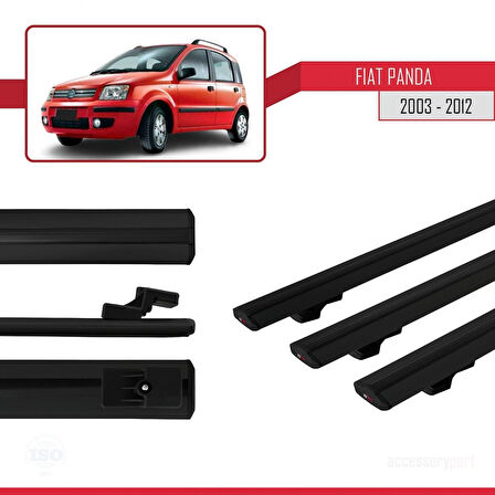 Fiat Panda 2 (169) 2003-2012 Arası ile Uyumlu BASIC Model Ara Atkı Tavan Barı Siyah 3 Adet