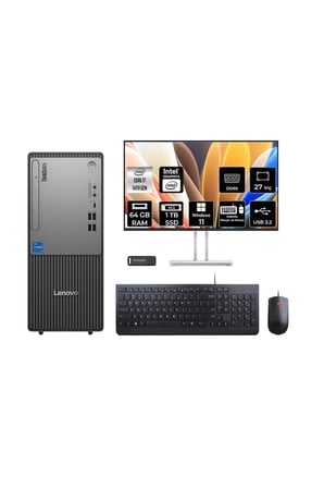 ThinkCentre Neo 50T G5 i7 14700 64GB 1TB SSD W11P Masaüstü Bilgisayar + 27" Monitör