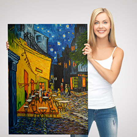 Forum Meydanı'ndaki Kafe Terası Arles 1888 Dekoratif Kanvas Duvar Tablosu-5952