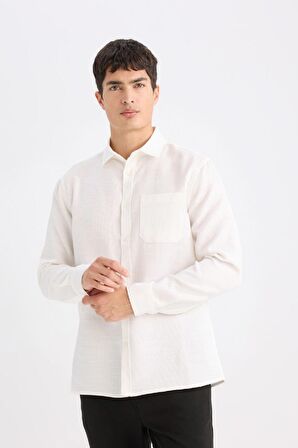 DeFacto Regular Fit Polo Yaka Pamuklu Uzun Kollu Gömlek D4976AX24AUWT16