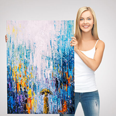 Yağmurlu Bir Gün Yağlıboya Görünüm Dekoratif Kanvas Duvar Tablosu-5953