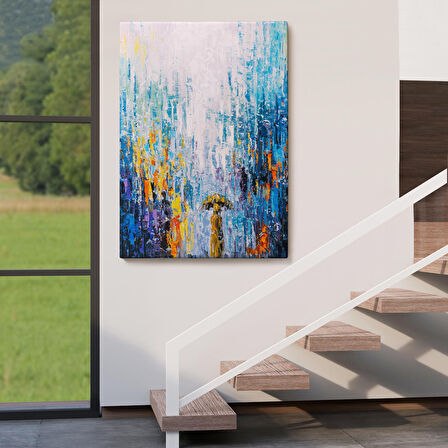 Yağmurlu Bir Gün Yağlıboya Görünüm Dekoratif Kanvas Duvar Tablosu-5953