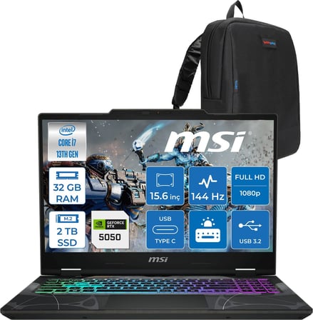 MSI Msı Cyborg 15 Intel Core I7 13620H 32GB Ddr5 2tb SSD RTX5050 Gddr7 8gb Freedos 15.6" Fullhd (1920X1080) 144HZ IPS Taşınabilir Bilgisayar B13WEKG613XTRF14 + Zetta Çanta