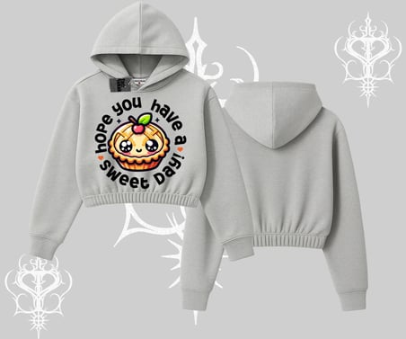 Sweet Day Cupcake Baskılı Kapşonlu Crop Sweatshirt