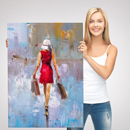 Terk Eden Kadın Yağlıboya Görünüm Dekoratif Kanvas Duvar Tablosu-5956