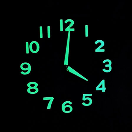 Fosforlu Kabartma Rakam Yeşil Siyah Küçük Duvar Saati Çap 22 cm