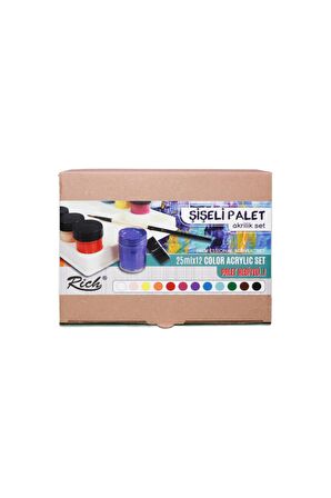 Rich Şişeli Palet 25 Ml X 12'li Akrilik Set Fırça