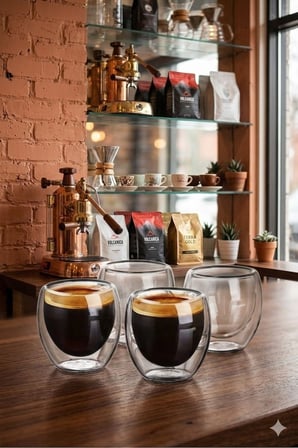 4’lü Espresso Bardağı 80 ml Kahve Bardağı Çift Cidarlı Bardak