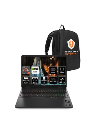 Omen16 Ryzen AI 7-350 128GB 1TB SSD RTX5060/8GB 16" FHD+ 144Hz W11H Gaming Laptop &Per4 Çanta