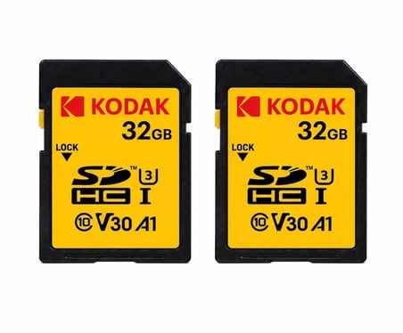 Kodak 2'li 32GB Sd Hafıza Kartı Uhs-I U3 V30 A1 Class 10 4K Ultra Hd Memory Card