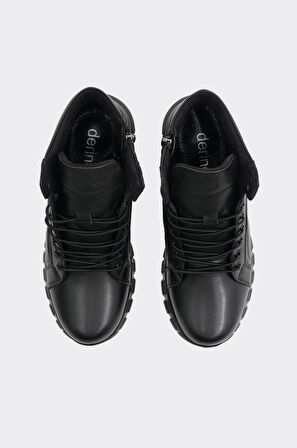 Hakiki Deri Fermuarlı Kadın Bot 