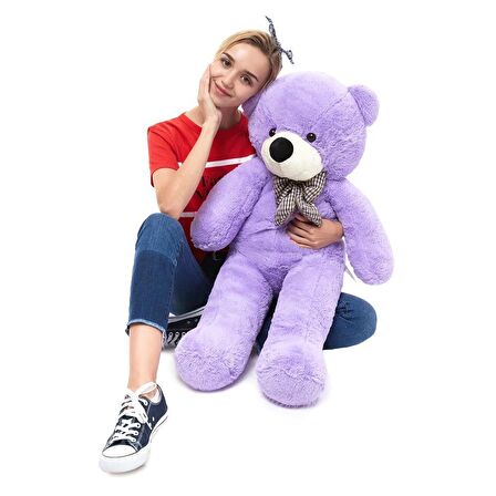 80 cm Papyonlu Sevimli Peluş Şaşkın Ayı - Sevgiliye Özel HEDİYE