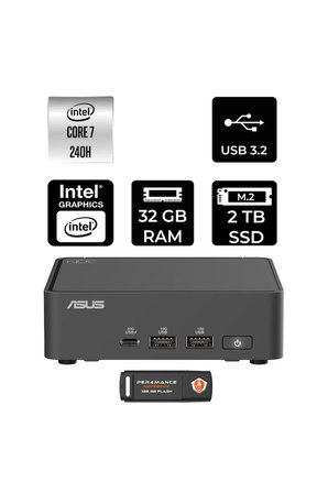 Nuc 15 Pro Slim Core 7 240H 32GB RAM 2TB SSD FreeDOS RNUC15CRKC700002P315 Mini PC + Per4 USB