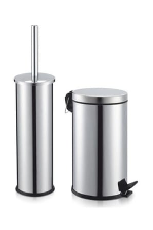 Paslanmaz Klozet Fırçası Paslanmaz Çöp Kovası Krom 3 Lt Set 114