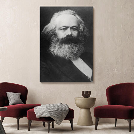 Karl Marx Siyah Beyaz Dekoratif Kanvas Tablo-5964