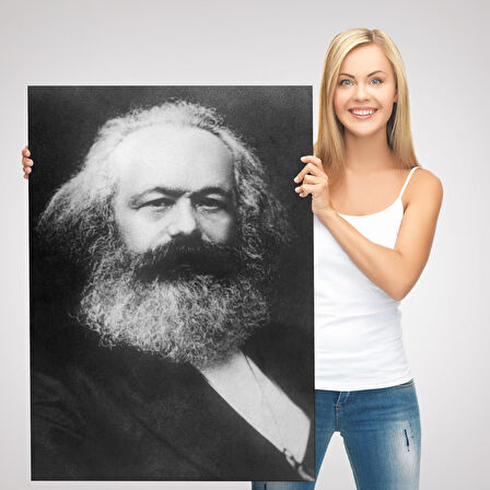 Karl Marx Siyah Beyaz Dekoratif Kanvas Tablo-5964