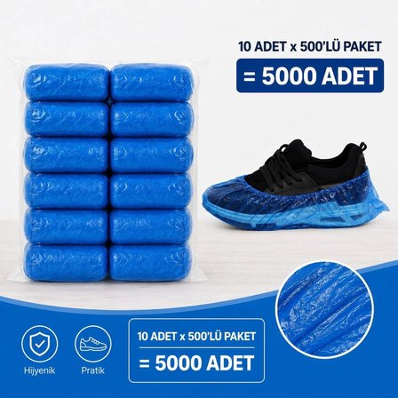 Galoş Mavi Standart 500 Adet x 10 Paket – Toplam 5000 Adet Tek Kullanımlık