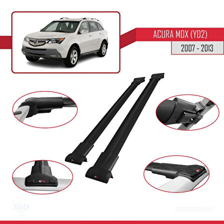 Acura MDX (YD2) 2007-2013 Arası ile Uyumlu FLY Model Ara Atkı Tavan Barı Siyah 2 Adet