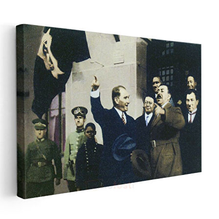 Atatürk ve Devlet Töreni - Selamlama Anı Kanvas Tablo