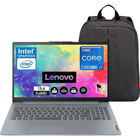 Lenovo Ideapad Slim 3 Intel Core I7-13620H 16GB 512GB SSD Windows 11 Pro 15.6 Bilgisayar 83EM005UTR Snertech Çantalı