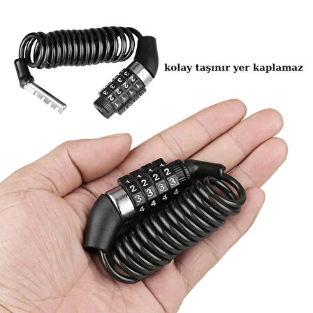 Evrensel Şifreli Bisiklet ve Motosiklet Kilidi 1.6 Metre Kask Kilidi Sepet ve Ekipman Güvenliği