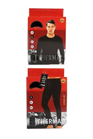 Siyah Termal Içlik Takımı Polar Bere Boyunluk Eldiven Havlu Çorap Seti - Asker Malzemeleri