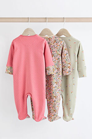 Next Baby % 100 Pamuklu Pembe Uğur Böceği Desenli 3’lü Tulum Set