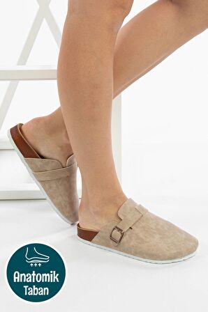 Kadın Ortopedik Yumuşak Tabanlı Terlik Önü Kapalı Paslanmaz Tokalı Kaymaz Sabo Ev Dışarı Terliği