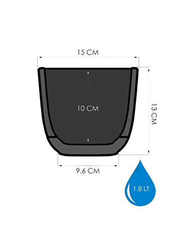 Omnipazar KRS-383 Dekoratif Plastik Mercan Kare Saksı 1.8 litre Antrasit 6 Adet