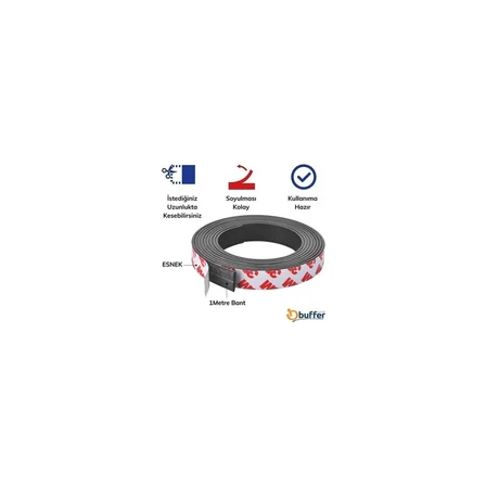 Yapışkanlı Şerit Mıknatıs Magnet Kes Kullan Güçlü Sağlam Rulo Çıkarılması Kolay Siyah 2 cm x 1 mt