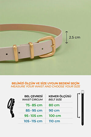 Çift Gold Köprülü Ekru Kadın Kemer