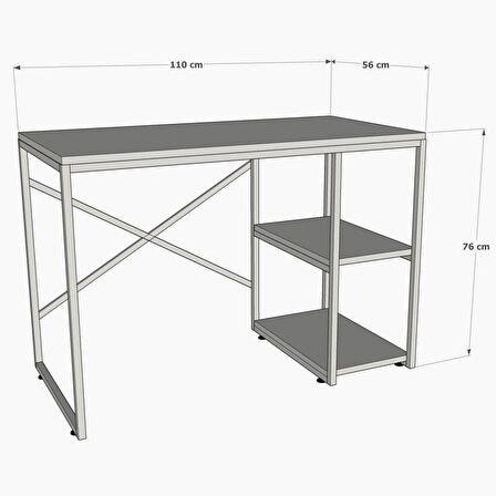 Eymense Ferforje Çalışma Masası Ahşap 110 x 76 cm Kahverengi 