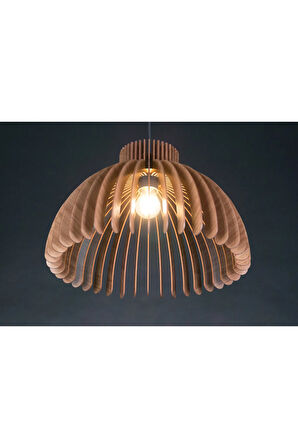47 CM BÜYÜK AHŞAP GEOMETRİK SALON AVİZESİ