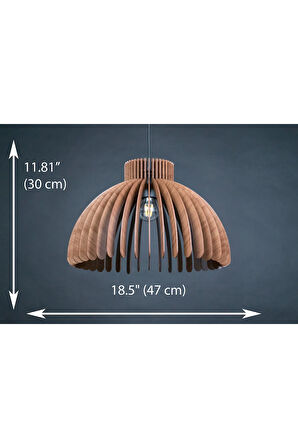 47 CM BÜYÜK AHŞAP GEOMETRİK SALON AVİZESİ