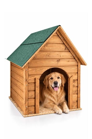 Reyo 100x100x78 cm Büyük Boy Köpek Kulübesi, Lambiri Ahşap Şıngıl Çatılı Soğuk ve Rüzgara Dayanıklı Köpek Evi (Demonte)