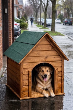Reyo 100x100x78 cm Büyük Boy Köpek Kulübesi, Lambiri Ahşap Şıngıl Çatılı Soğuk ve Rüzgara Dayanıklı Köpek Evi (Demonte)