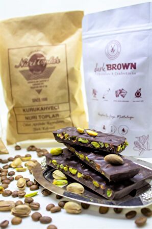 Nuri Toplar 500 Gram Taze Çekim Türk Kahvesi & 250 Gr Antep Fıstıklı Bitter Beyoğlu Çikolatası