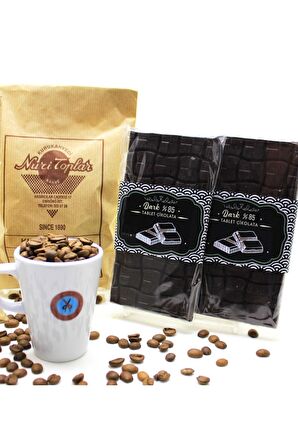 Nuri Toplar Türk Kahvesi 500 gram ve Bitter Çikolata 2x100 gram
