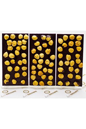 Dark Brown 3 Adet Fındıklı Bitter Tablet Çikolata El Yapımı Gerçek Bar Çikolata