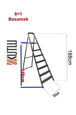  Kutlu Dayanıklı 6+1 Metal Basamaklı Merdiven