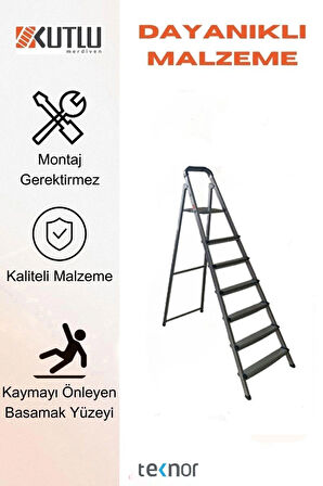  Kutlu Dayanıklı 6+1 Metal Basamaklı Merdiven
