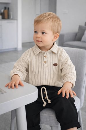 Polo Yaka Bayramlık Erkek Bebek İkili Alt Üst Takım Set 2222